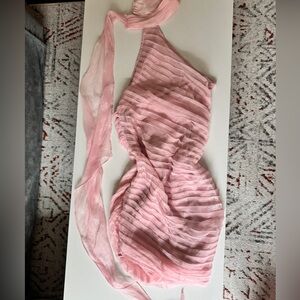 Pink high neck mini dress